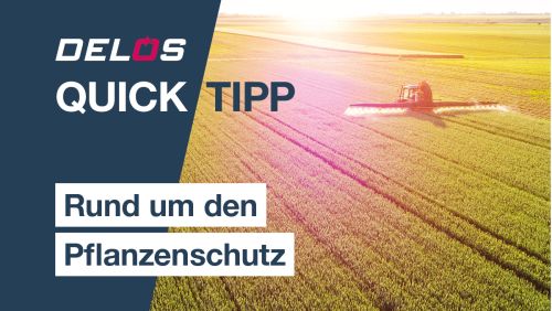Rund um den Pflanzenschutz – Bild mit Acker und Pflanzenschutzspritze
